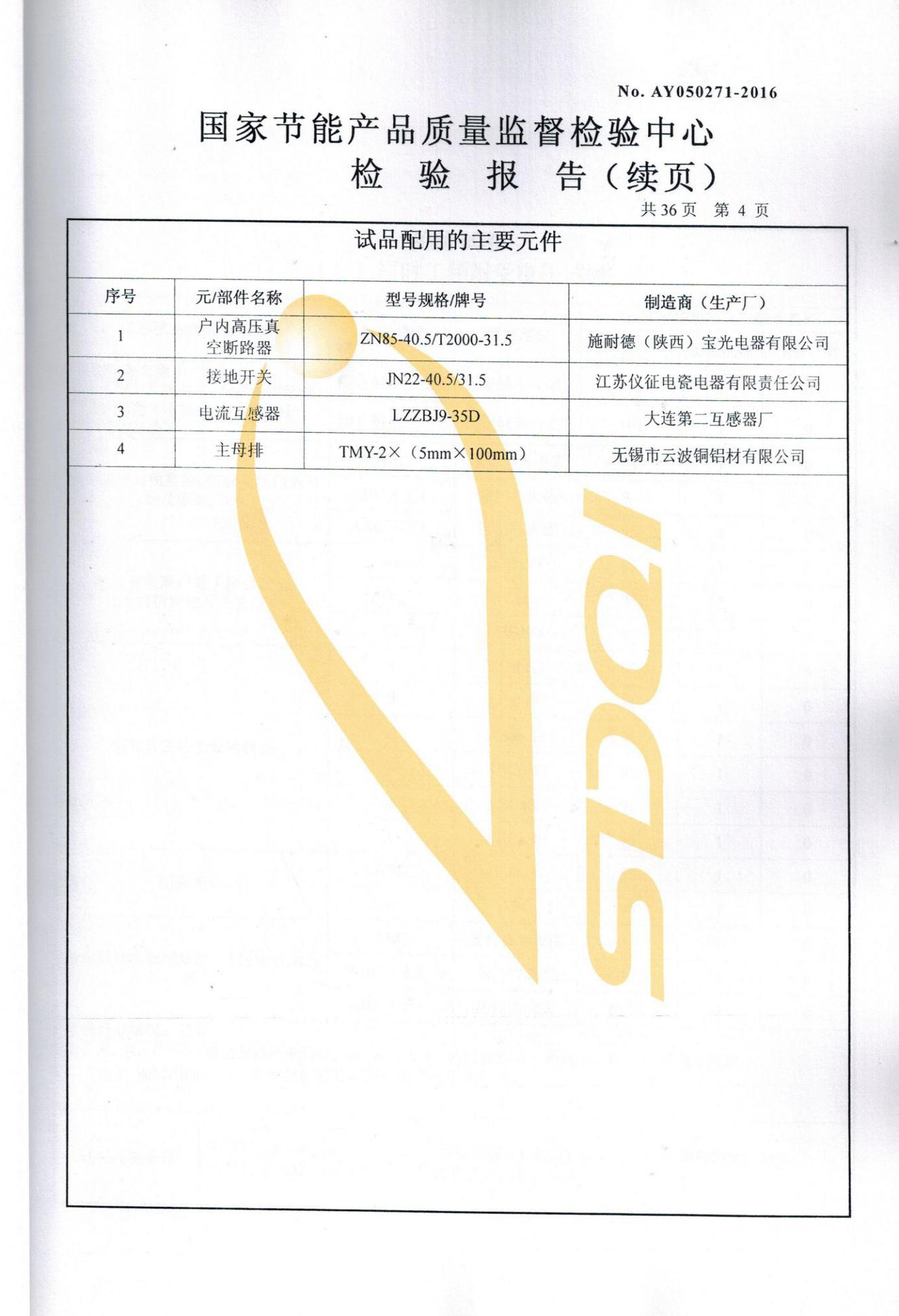 国家节能产品质量监督检验中心检验报告(续页)